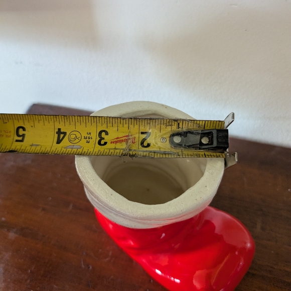 Vintage Ceramic Santa Claus Boot Planter Red White Retro Christmas Holiday Decor - Picture 9 of 12